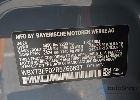 2024 BMW X1 xDrive28I z USA, uszkodzony, nr VIN WBX73EF02R5Z66637